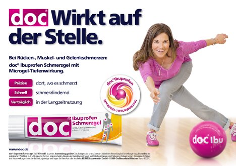 Die doc Icuprofen Schmerzgel-Kampagne besteht aus einem Mix aus TV-, Print-, Point-of-Sale- und Online-Werbemitteln (Foto: Serviceplan)