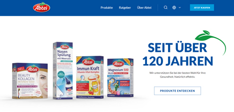 Cyperfection frischte die Website von Abtei aus dem Produktportfolio von Omega Pharma auf (Foto: Screenshot/abtei.de)