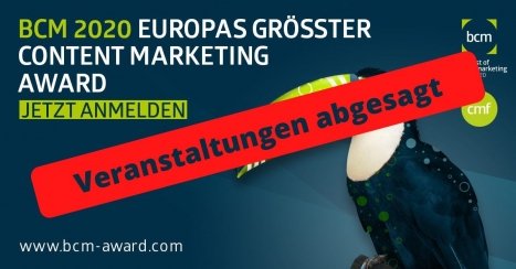 BCM Award 2020 findet eingeschränkt statt - CMF-Vorstand Dr. Andreas Siefke sagt: ""Wir haben so viele tolle Einreichungen! Denen wollen wir trotz allem mit einem gewohnt qualitativ hochwertigen Juryprozess gerecht werden."(Quelle: BCM)