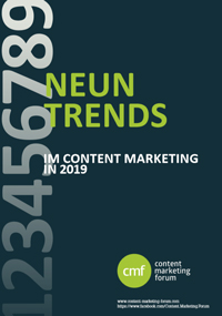 Cover des Branchenberichts: 'Neun Trends im Content Markting in 2019' (Bild: CMF)