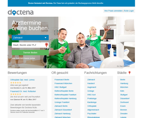 Die Luxemburger Arzttermin-Plattform sieht sich "auf rasantem Wachstumskurs" (Foto: Screenshot / Doctena)