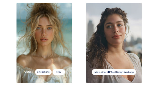 Anlsslich des Jubilums der Kampagne #RealBeauty setzt sich die Marke Dove mit KI generierten Bildern auseinander  Foto: Dove