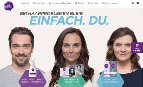 Die Website Haarausfall.de fhrt Nutzer durch das Thema und stellt die Marke vor (Foto: Screenshot / Galderma Laboratorium)