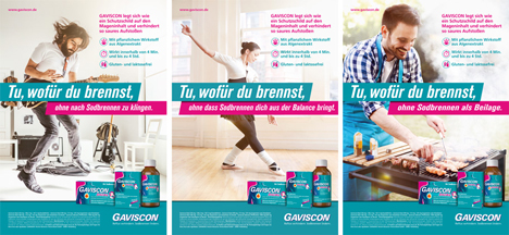 Der neue Markenauftritt von Gaviscon setzt unterschiedliche Themenschwerpunkte (Foto: Isgro)