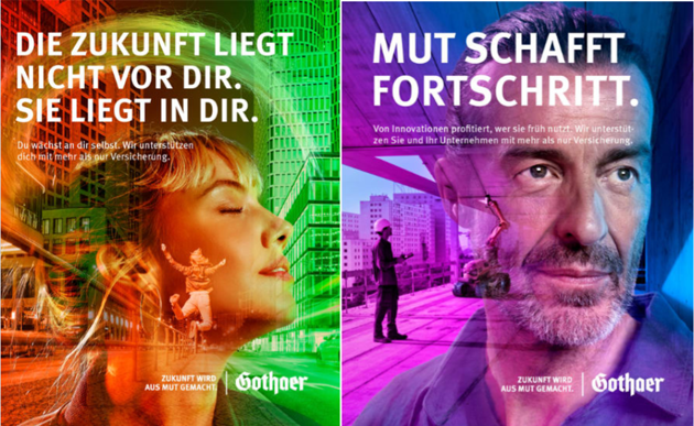 Zwei Motive aus der neuen Imagekampagne der Gothaer  Foto: Die Gothaer