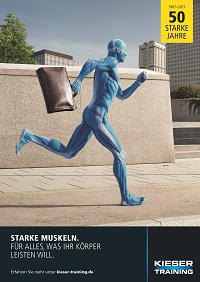 Der blaue Muskelmensch ist das neue Gesicht von Kieser Training (Foto: Kieser Training)