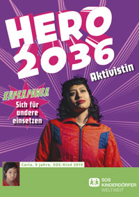 Anzeigenmotiv der 'Hero 2036'-Kampagne von Schmittgall fr SOS-Kinderdrfer weltweit (Foto: Schmittgall)