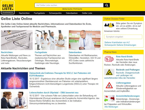 Gelbe Liste Pharmindex Online mit neuem Inhalt und Design
