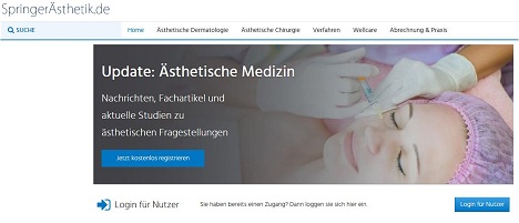Das neue Portal fr sthetische Medizin richtet sich an rzte, medizinisches Fachpersonal und Interessierte (Foto: Screenshot)