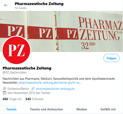 ber den Kurznachrichtendienst Twitter ist die 'PZ' ber den Namen @PZ_Nachrichten erreichbar (Quelle: Twitter)