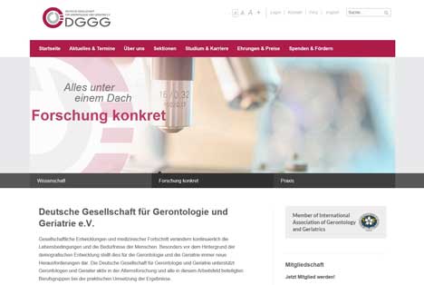 Die neue Website der DGGG wurde inhaltlich und optisch optimiert  (Foto: DGGG/ Screenshot)