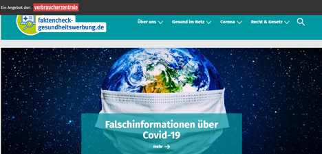 Screenshot des neuen Informationsportals mit Kontakt- und Beschwerdemglichkeit: www.faktencheck-gesundheitswerbung.de (Quelle: BMJV)